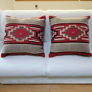 Like new pair of wool Native American design accent pillows